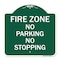 Signmission Designer Series Sign No Parking No Stopping, Green & White Aluminum Sign, 18" x 18", GW-1818-23703 A-DES-GW-1818-23703 - alternate 1